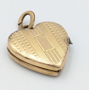 Antique 12k gold filled heart shaped small locket pendant